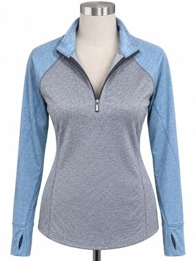 Everlast Women’s M Blue Gray Quarter Zip Athletic Pullover Thumbholes
